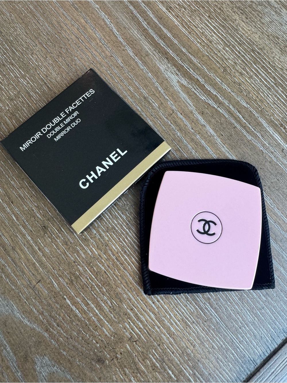 CHANEL Pink Compact Mirror with CC Logo